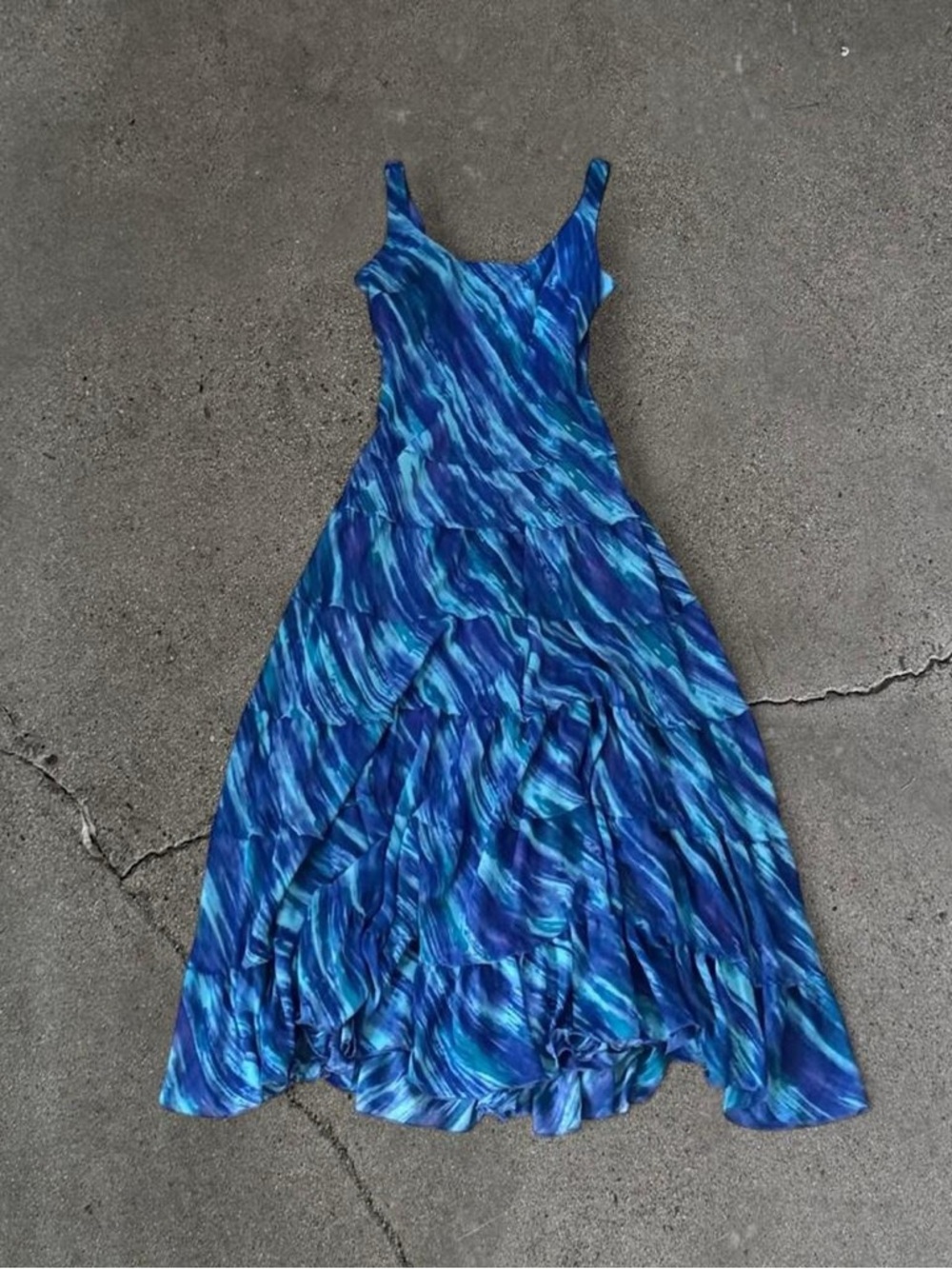 Vintage Jones New York Watercolor Tiered Maxi Dress